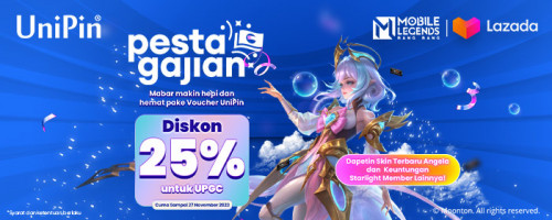 Promo Diskon 25% Voucher UniPin di Pesta Gajian Lazada November 2023
